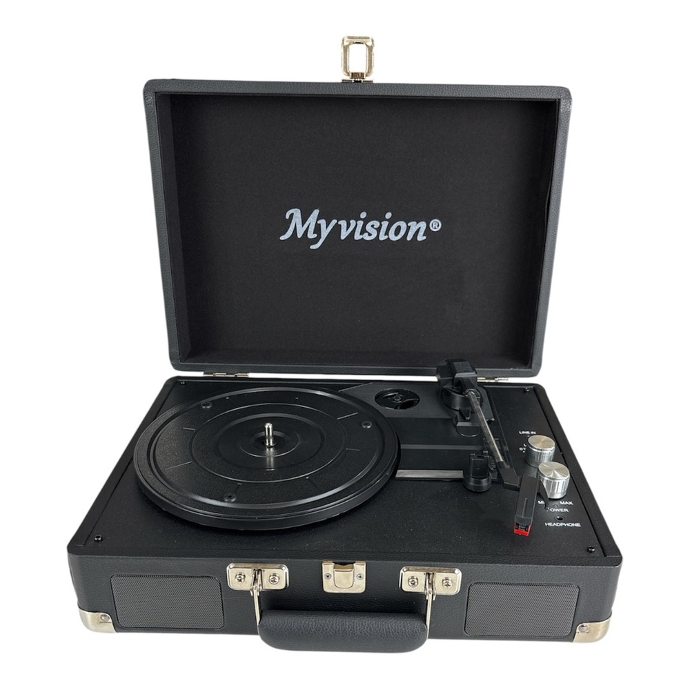Myvision Black rechargeable Portable suitcase Turntable